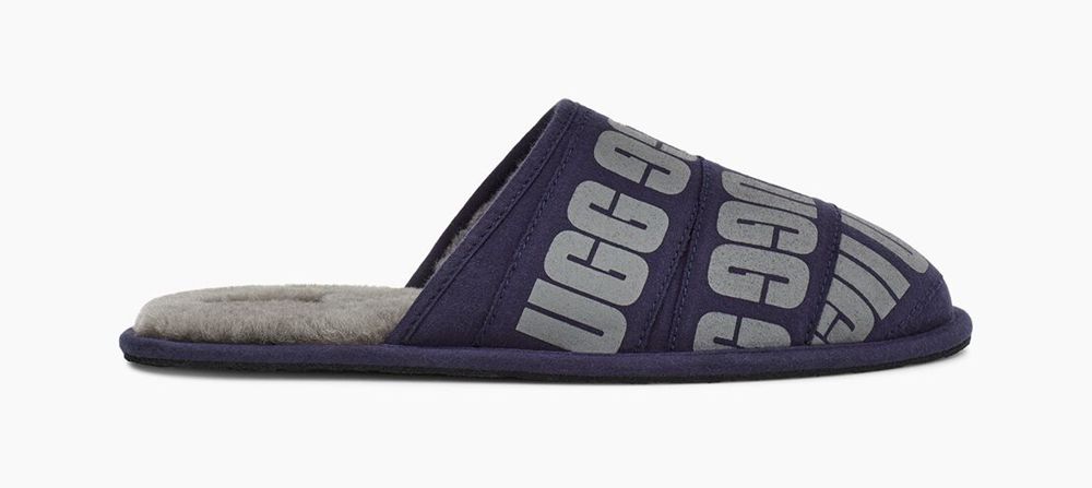 Ugg Slipper Mens - Ugg Scuff Graphic Band Navy - 307FGWOCR